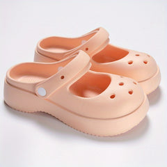 Women's Hollow Out Clogs Hole Shoes Solid Closed Round Toe Beach Slippers
