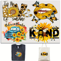 4pcs Yellow Sunflower Iron-On Patches DIY T-shirt Backpack