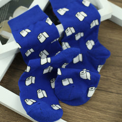 Men's Cartoon Toilet Paper Crew Socks - 2 Pairs