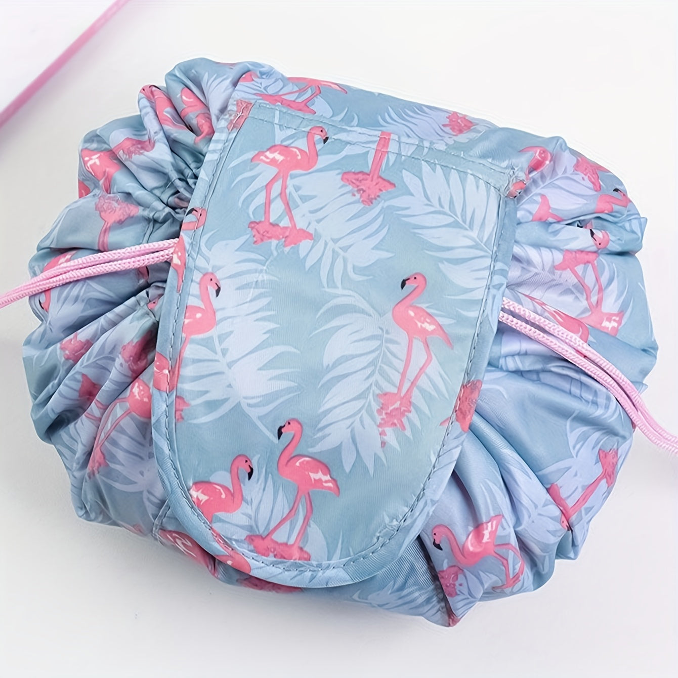 Flamingo Drawstring Makeup Bag Travel Toiletry Organizer