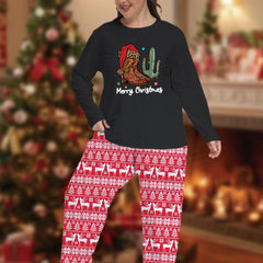 Christmas Western Pajamas Set & Graphic Tee Plus Size Women's Outfit