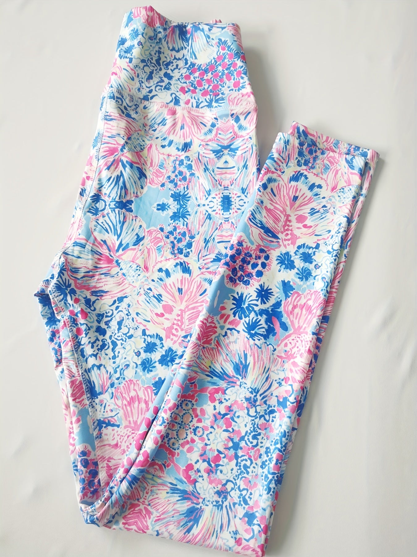 Women's Flower Print Yoga Leggings High Stretchy Tummy Control