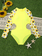 Girls Long Sleeve Swimsuit Cute Bathing Suit for Summer