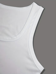 Letter Circle Print Square Neck Tank Top Casual Sleeveless Top