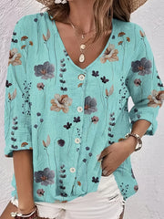 Floral Print Long Sleeve Blouse Plus Size