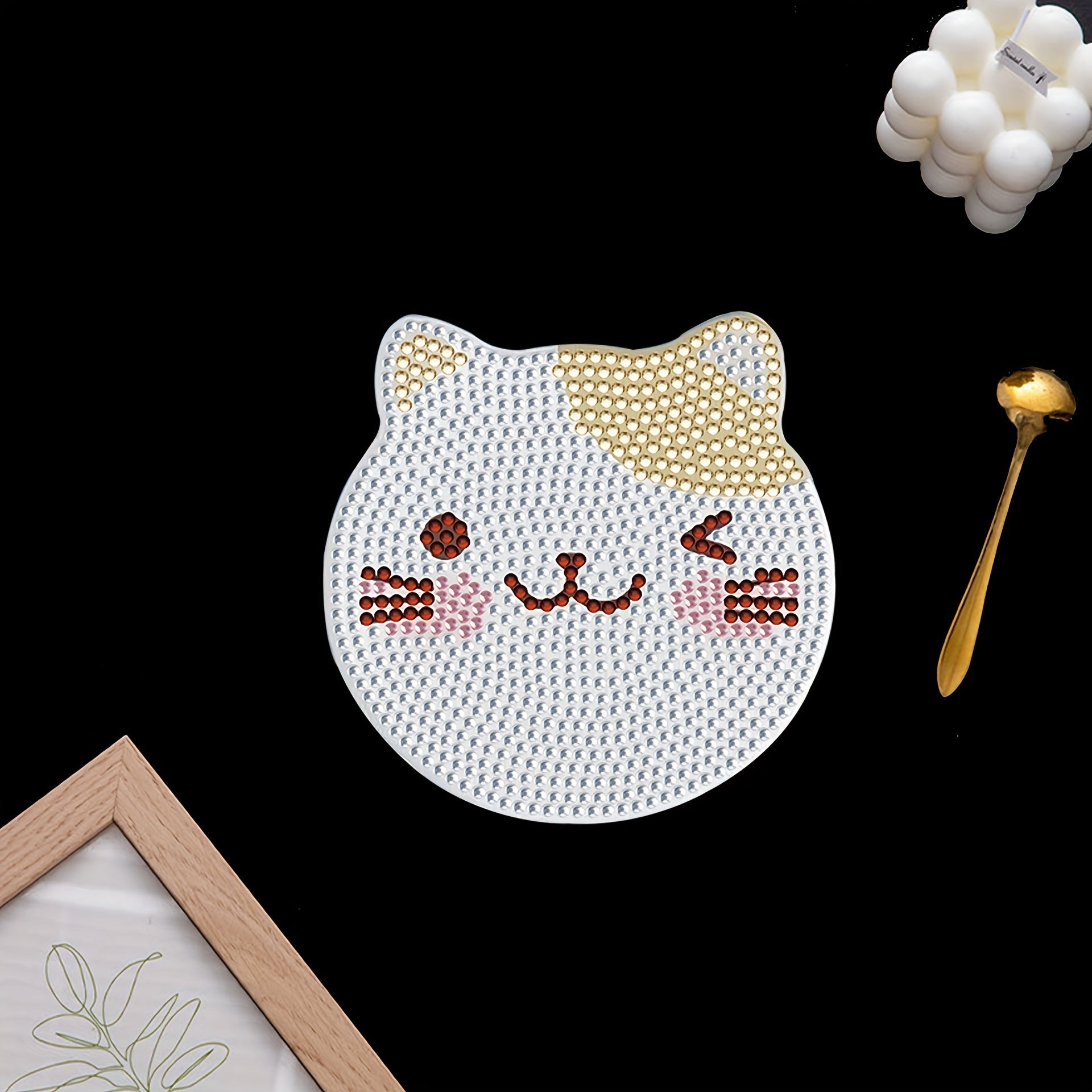 6pcs Artificial Diamond Coaster Set DIY Animal Painted Coaster With Stand