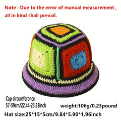 Classic Block Bucket Hats Hollow Crochet Cloche Hats Vintage Beanie