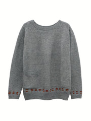Geo Print Round Neck Jumper With Pocket