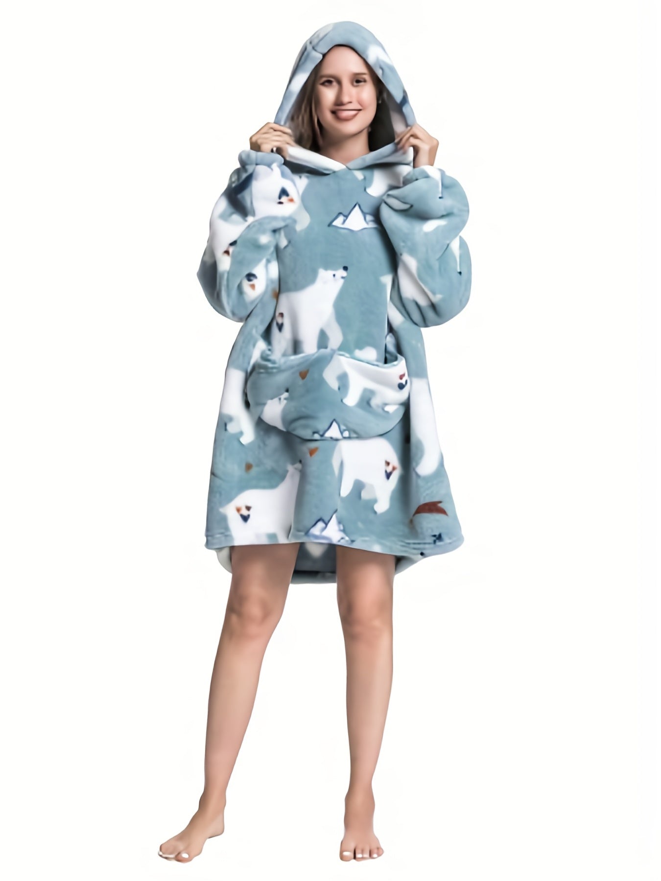 Animal Pattern Sherpa Fleece Hooded Blanket
