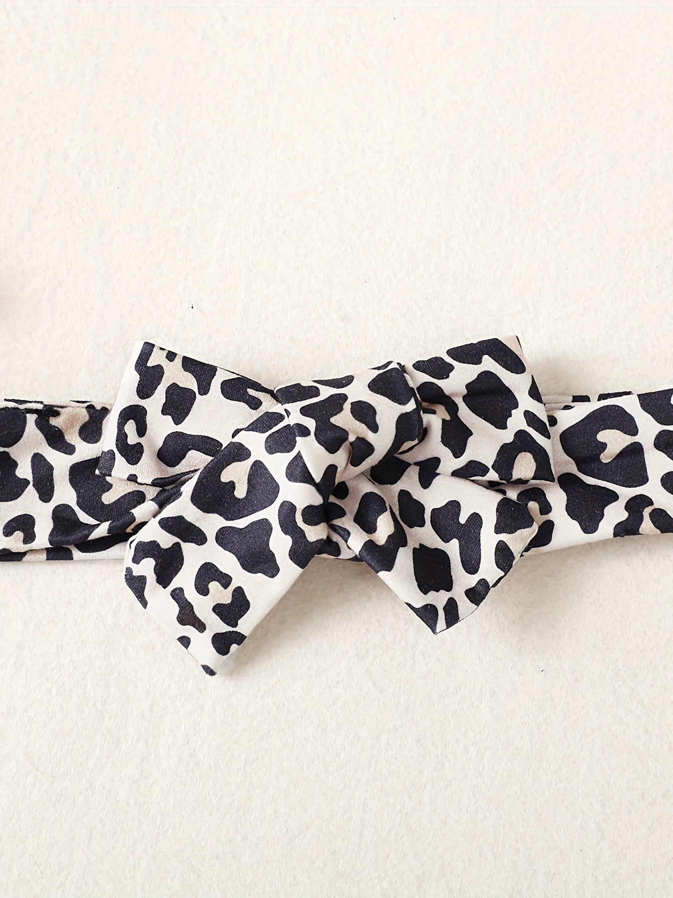 Baby Girl Long Sleeve Romper & Leopard Pant & Headband Set