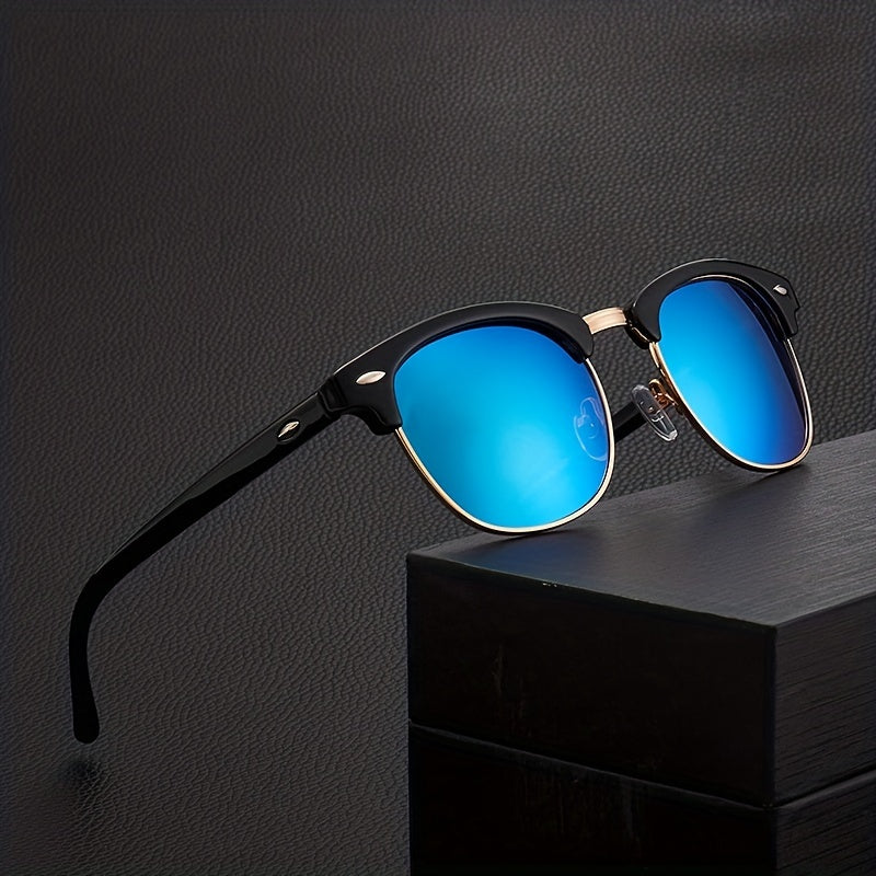 Vintage Polarized Semi Rimless Sunglasses UV400