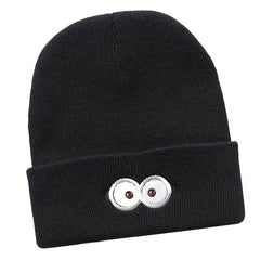 Embroidery Beanie Cartoon Unisex Knit Hat Elastic Skull Cap