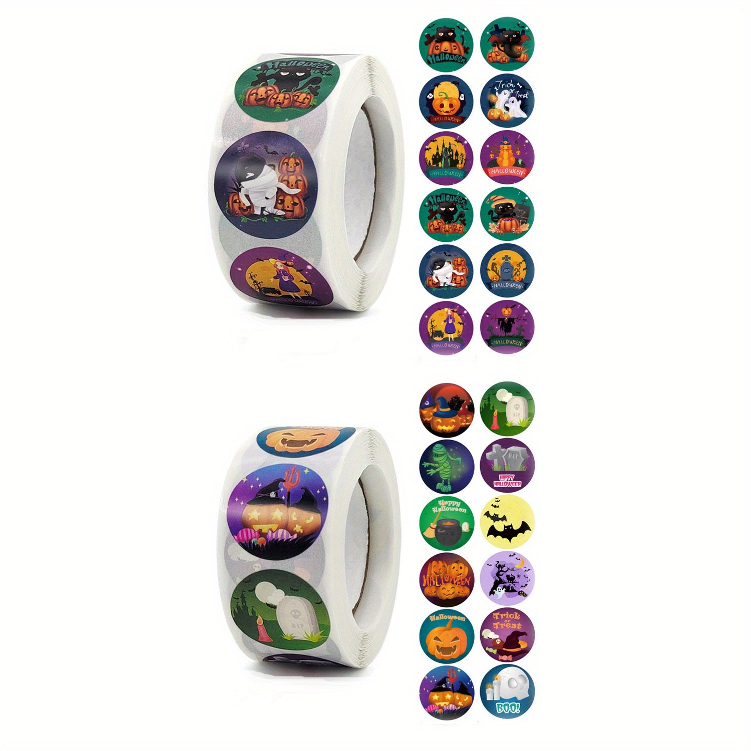 1000pcs Halloween Stickers Pumpkin Bat Spider Sticker Roll for Halloween