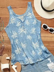 Tree Print V Neck Tank Top Women's Plus Vacay Tank