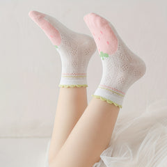 Cartoon Ruffled Flower Knit Crew Socks for Kids