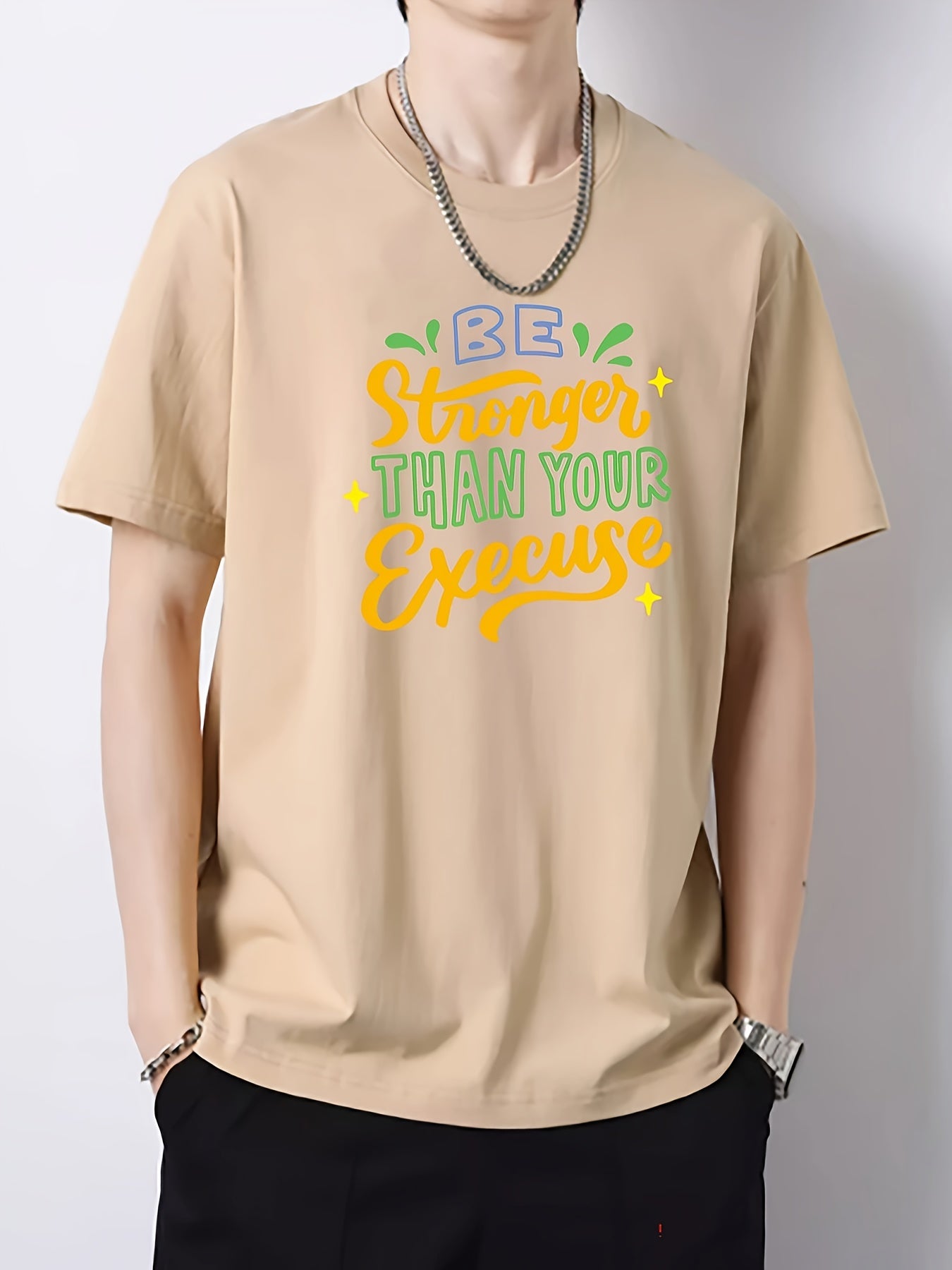 Men's Colorful Art Print Slim Fit T-shirt for Spring Summer