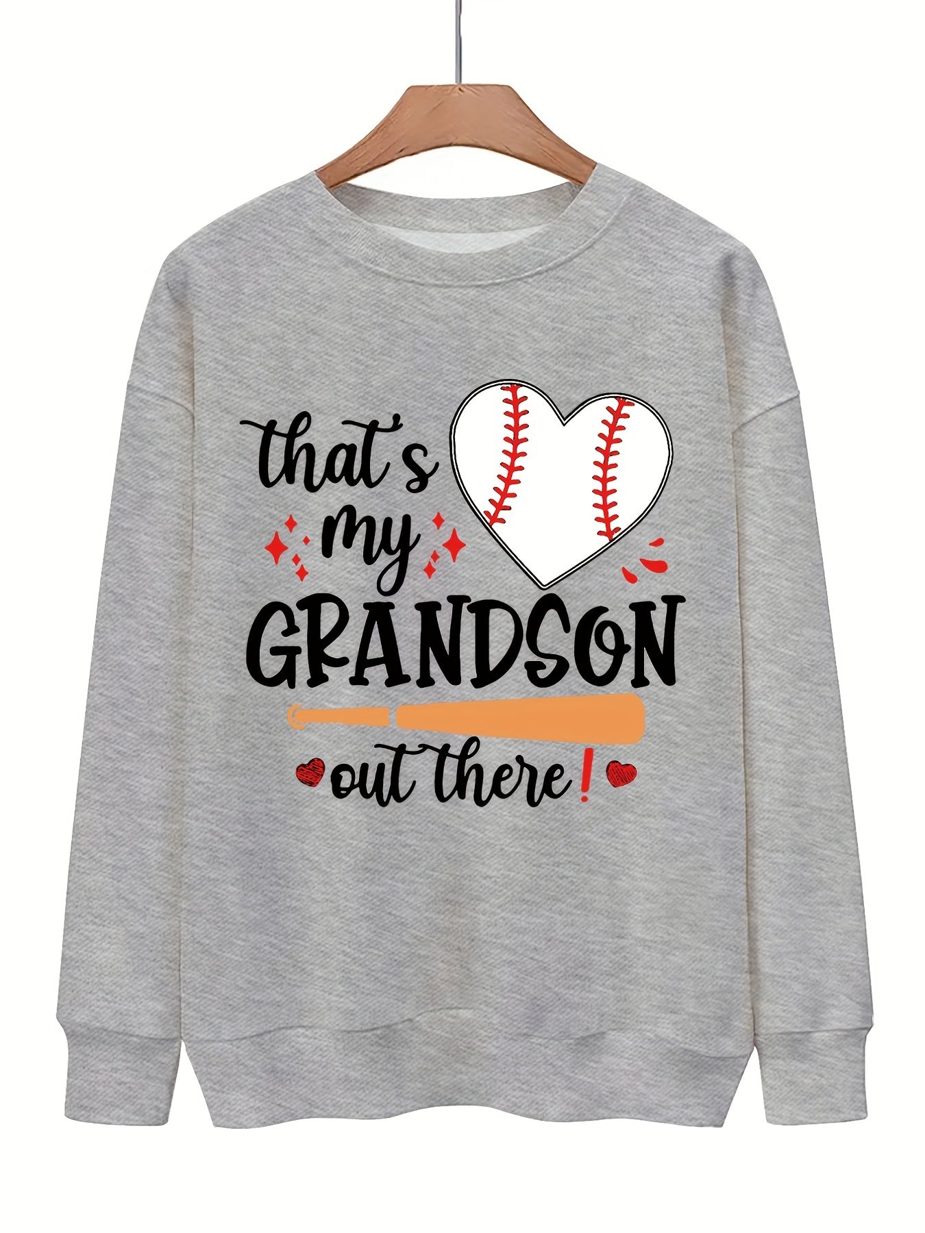 Baseball Graphic & Letter Print Sweatshirt Casual Loose Crew Neck Sweatshirt