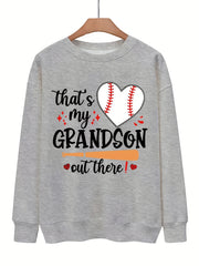 Baseball Graphic & Letter Print Sweatshirt Casual Loose Crew Neck Sweatshirt
