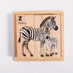 Wooden Animal Puzzle Toy 4 in 1 Animal Cognitive Puzzle Board