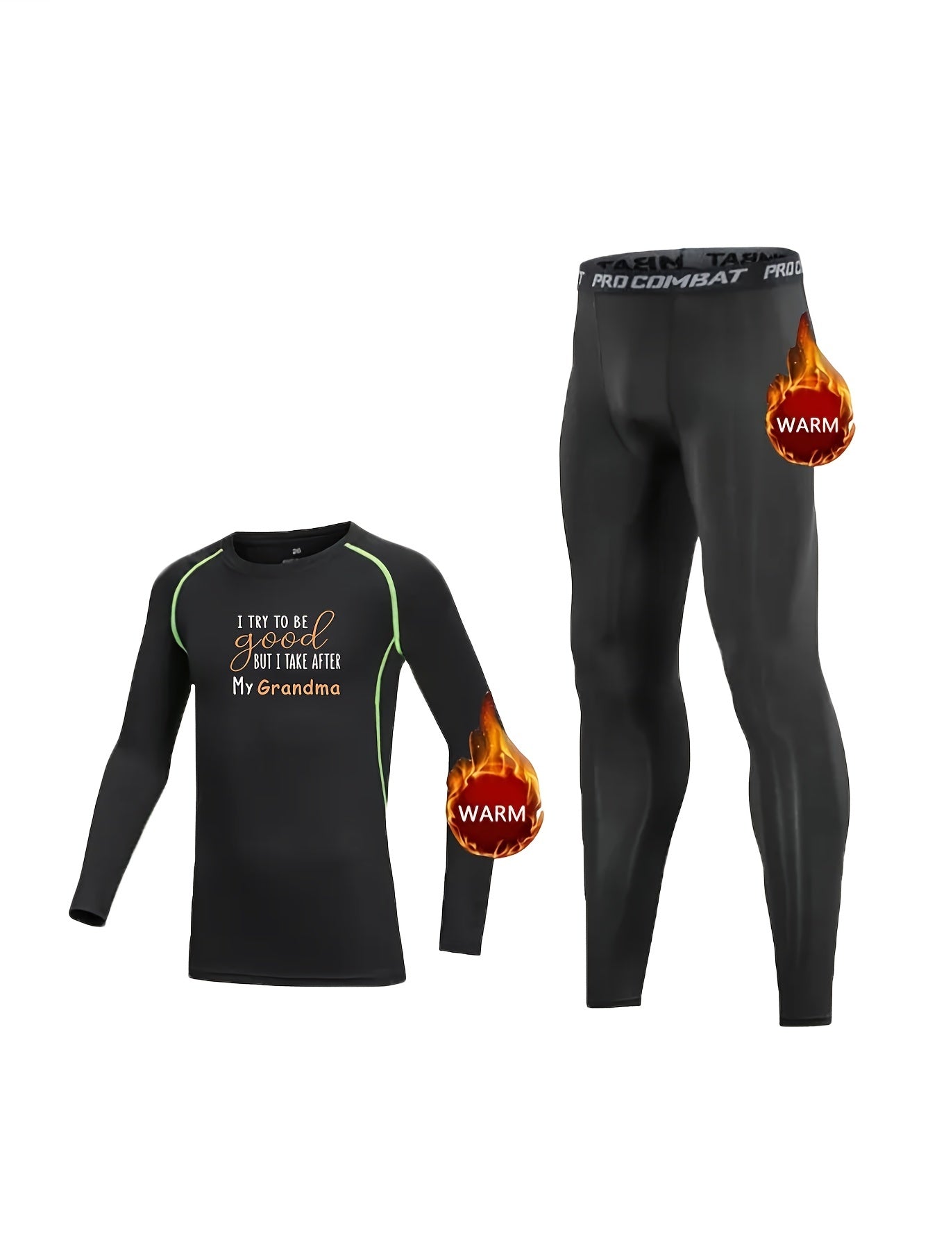 2pcs Toddler Fleece Compression Sets GOOD GRANDMA Print