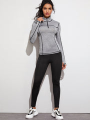 High Neck Half Zip Yoga Sports Top Slim Fit