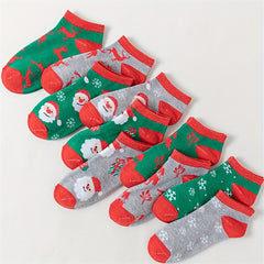 10 Pairs Cartoon Print Socks & Christmas Ankle Socks Women's Stockings