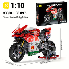 1:10 Red Motorcycle Building Blocks Set - Educational Fun