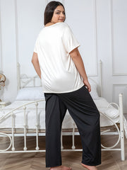 Letter Graphic Tee & Pants Pajama Set