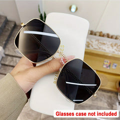 Large Square Sunglasses Gradient Chain Metal Glasses UV400