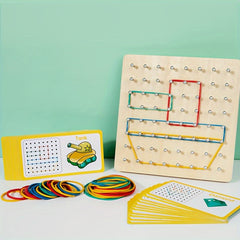 Wooden Geometric Peg Board Set Educational Puzzle Toy for Kids 3-6 Years