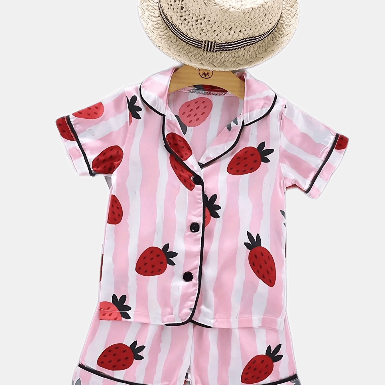 2pc Toddler Girls Strawberry & Stripe Pajama Set