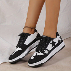 Women's Star Pattern Sneakers Casual Lace Up Low Top Outdoor Shoes