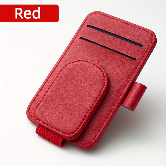 Car Sunglass Holder - Magnetic Leather Clip for Storing Glasses