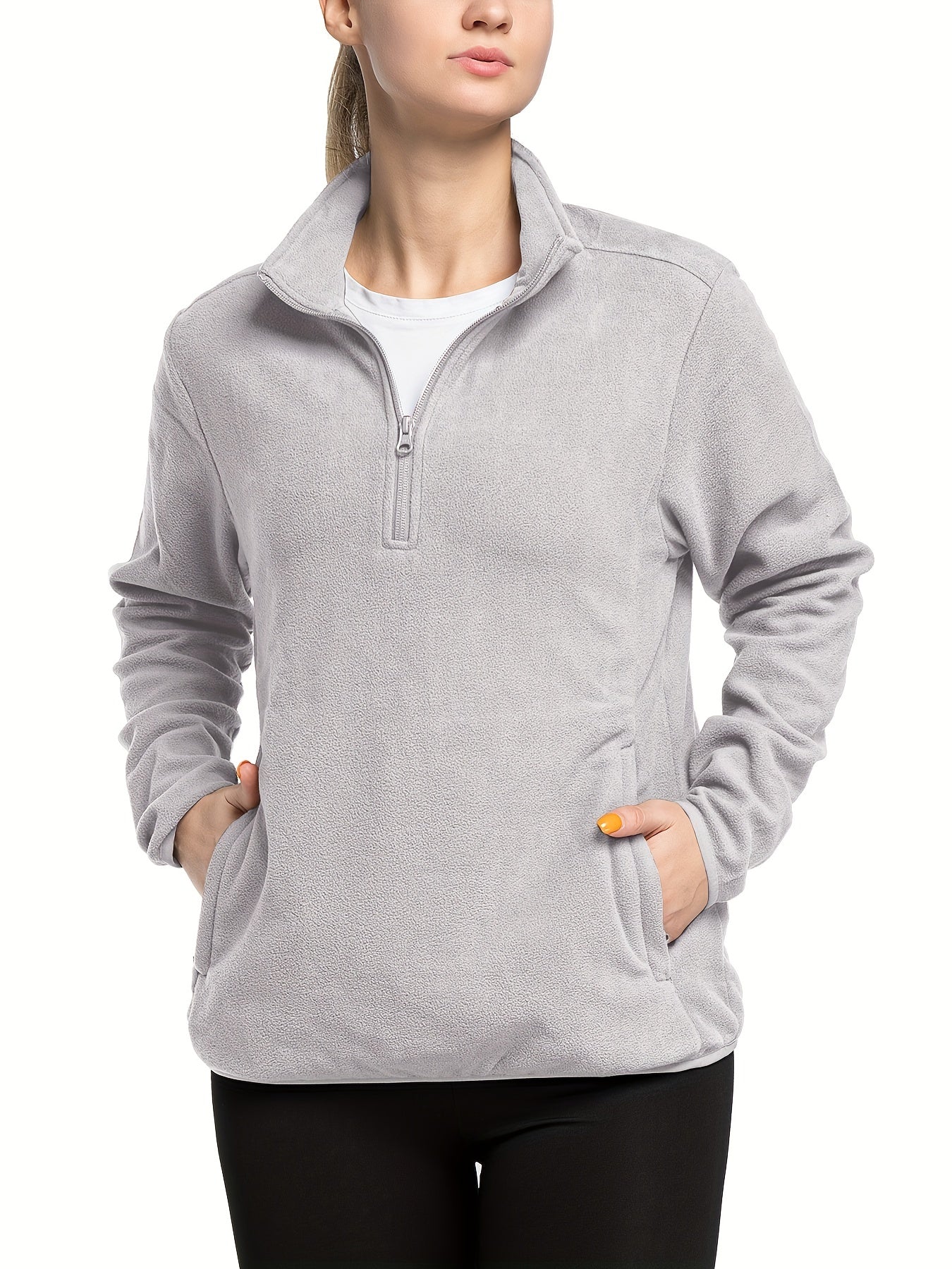 Women's Lightweight Polar Fleece Pullover Jacket Zip Top