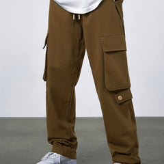 Men's Cargo Pants with Solid Flap Pockets - Loose Casual Baggy Work Pants