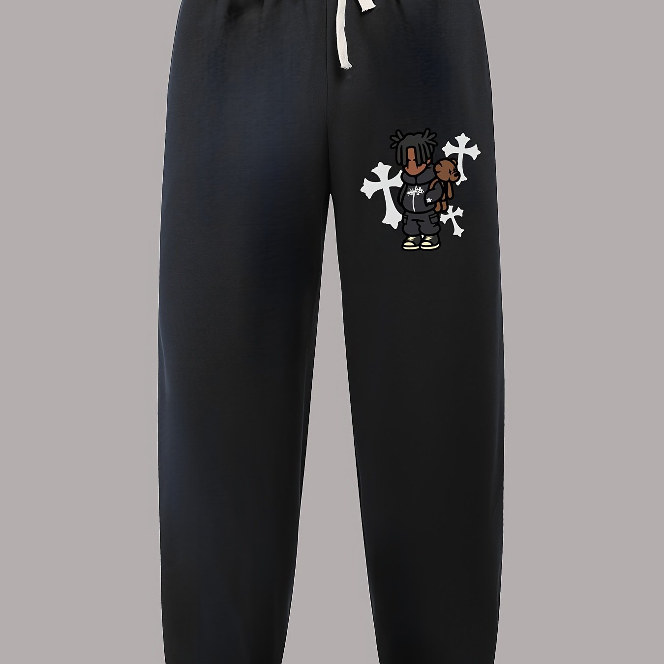 Boy & Cross Pattern Joggers Men s Casual Stretch Waist Drawstring Sports Pants