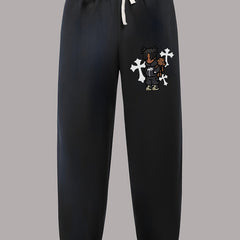 Boy & Cross Pattern Joggers Men s Casual Stretch Waist Drawstring Sports Pants