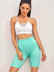 High Waist Stretchy Sports Shorts Moisture Wicking Activewear