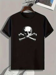Skull Print Men's Graphic T-shirt for Summer