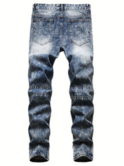 Men's Ripped Jeans Slim Fit Denim Trousers