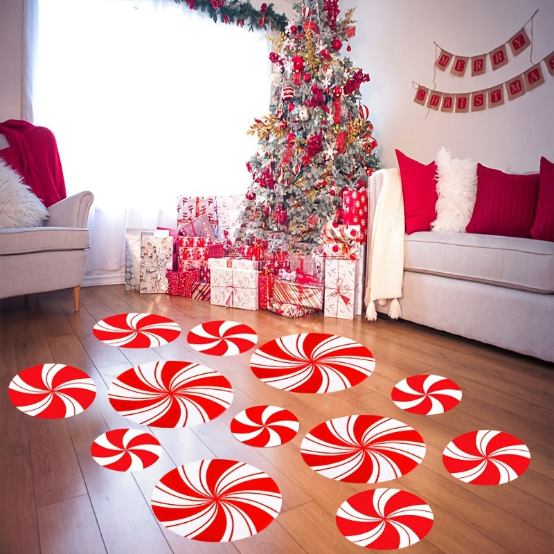 12pcs Red Candy Stickers Christmas Decoration