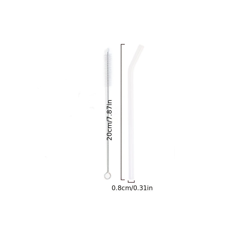 3pcs Reusable Glass Straws With Cleaning Brush Heat Resistant Clear Straw