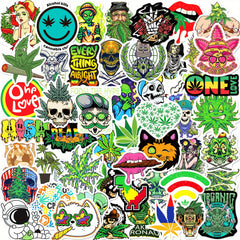 50pcs Cartoon Green Leaves Stickers Creative Graffiti Waterproof Stickers