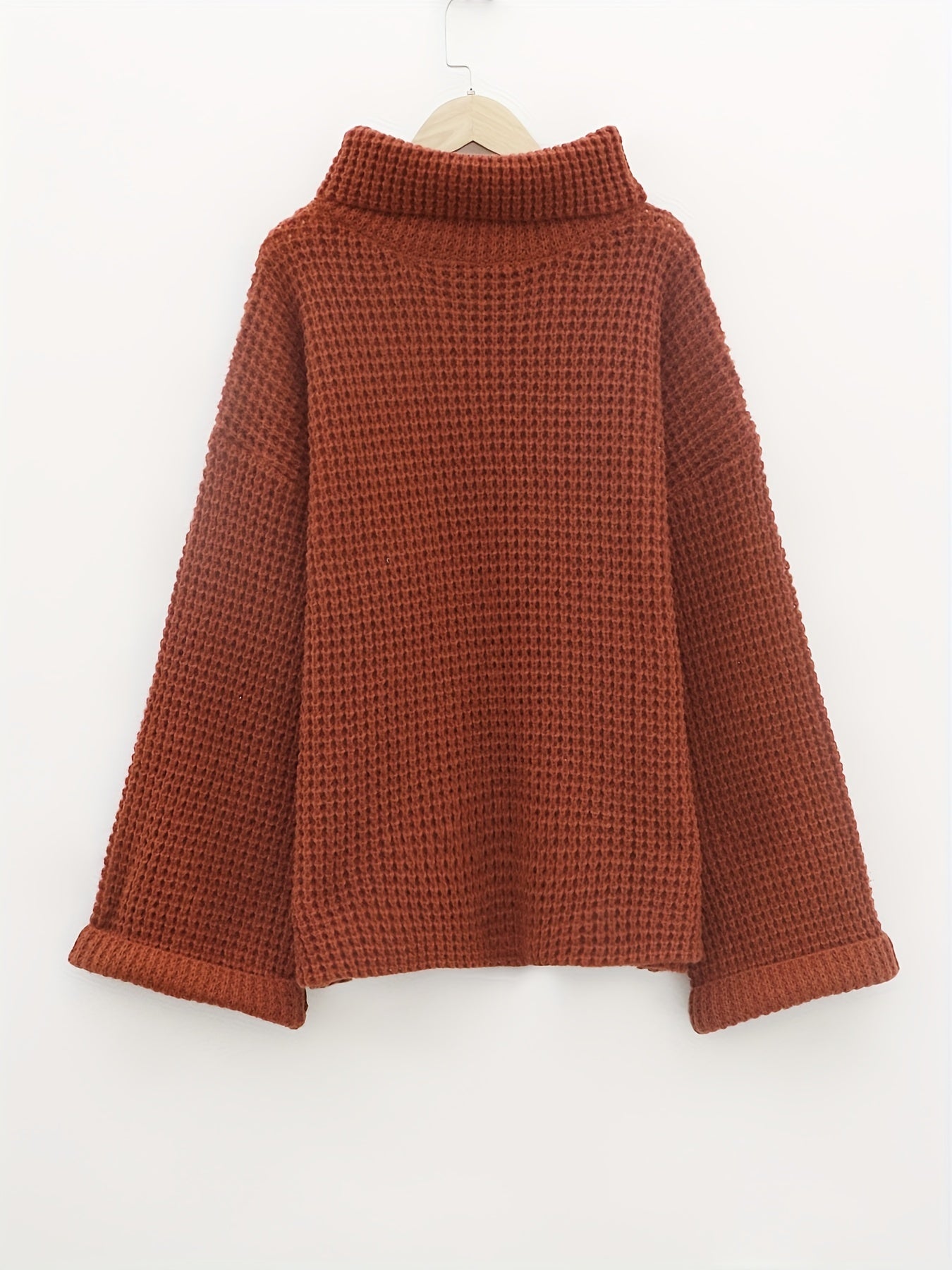 Solid Jacquard Long Sleeve High Neck Sweater