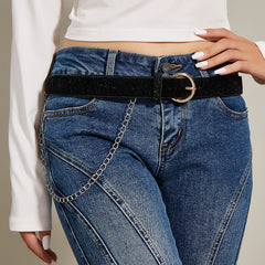 PU Leather Belt Round Buckle Belt for Weekend Casual Sports Wedding Party