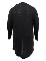 Solid Eyelet Embroidered Long Sleeve Open Front Cardigan
