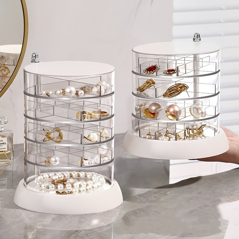 Rotatable 5-Layer Jewelry Organizer Box with Lid