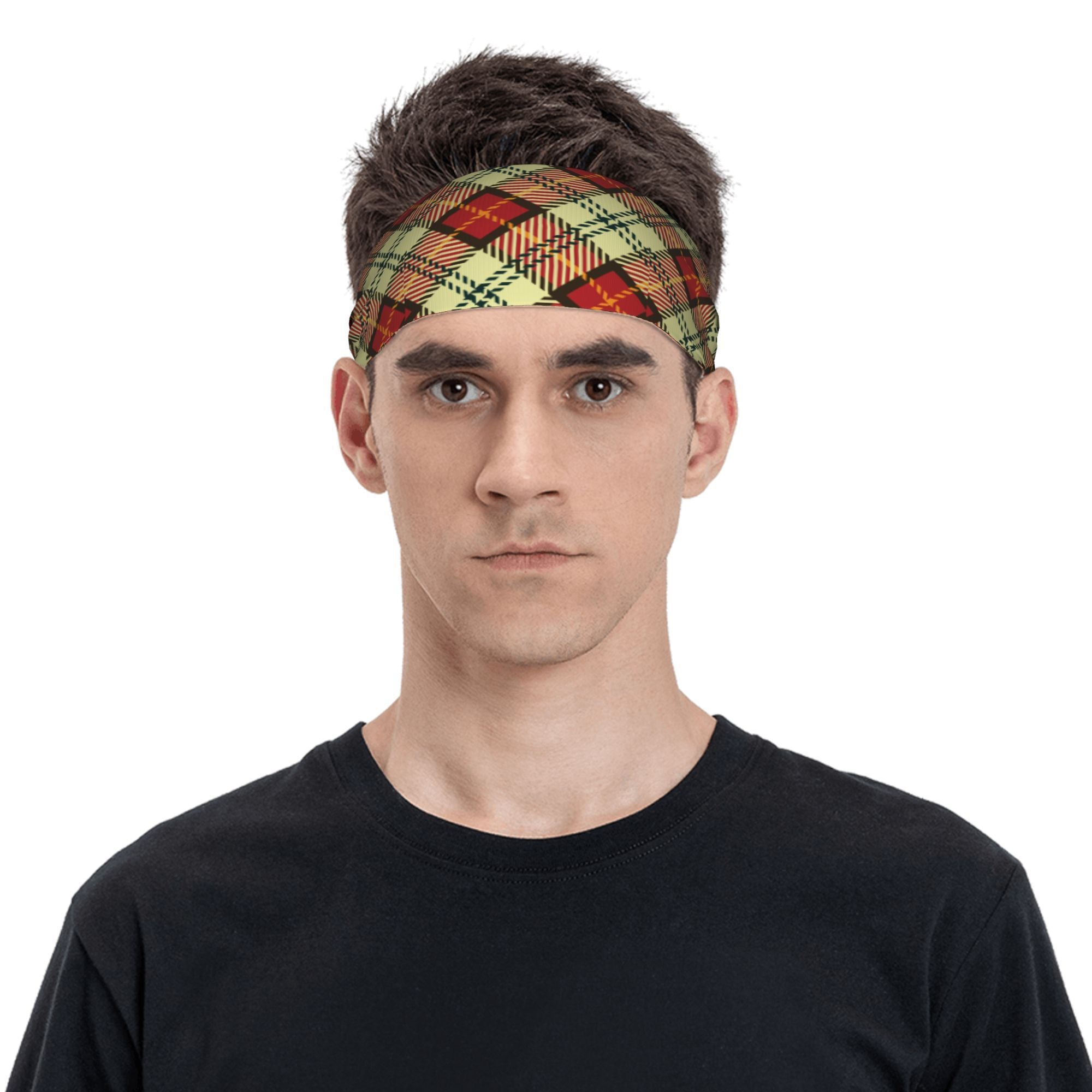 Signature Check Plaid Headband Geometric Pattern Fit for Sports Casual Outfits