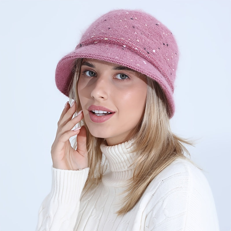 Vintage Knitted Thermal Bucket Hat Fisherman Hat Winter Hat For Her