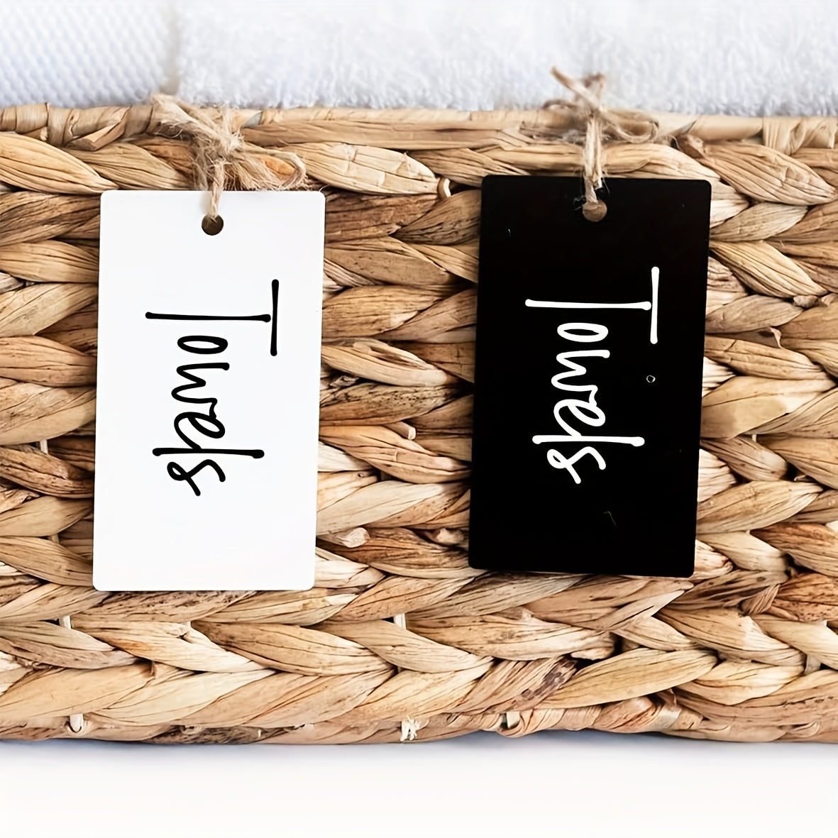 8pcs Basket Tags Label Holders Jute String Acrylic Hanging Tags Labels